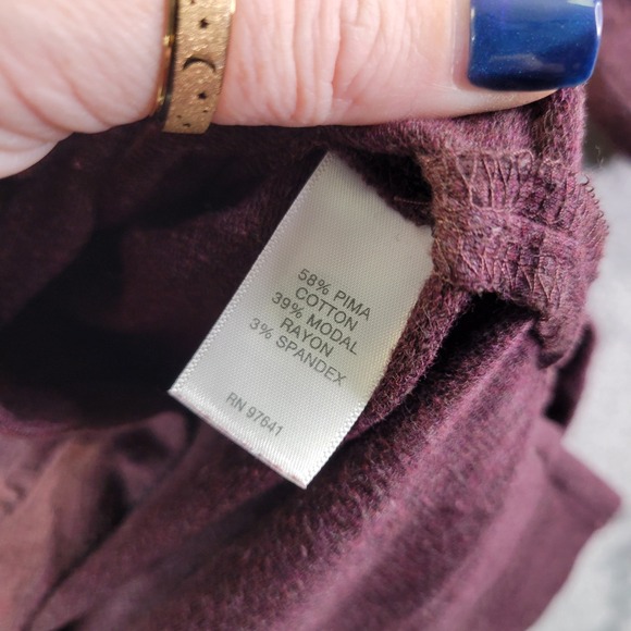 J Jill Pure Jill Womens L Plum Pima Cotton Modal Stretch Knit Tunic Top - Picture 7 of 11